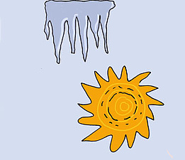 El hielo y el sol como símbolos de temperaturas extremas